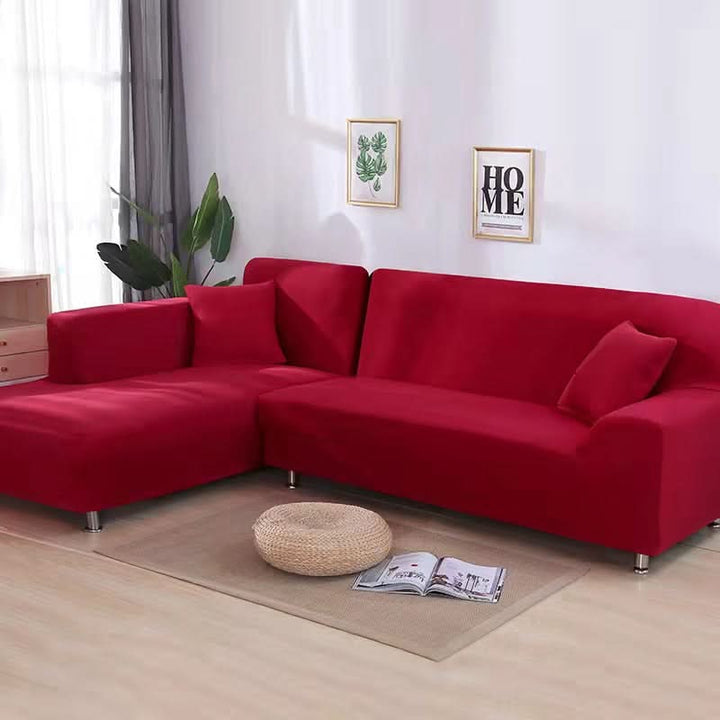 Universal sofa cover, stretchable design for snug fit, home protection & interior decor.
