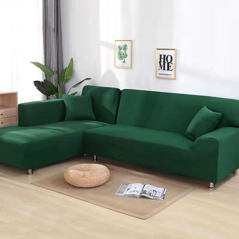 Washable elastic couch cover, stylish solution for pet owners and easy furniture care.