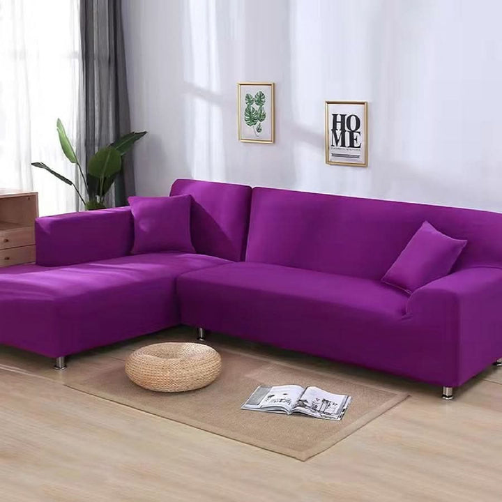 Durable elastic furniture cover, easy to install, protects sofas from spills & pets.