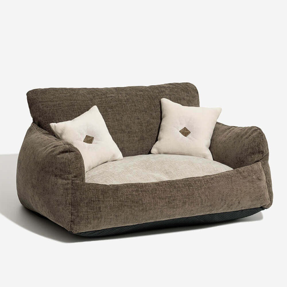 Luxury vintage style sofa bed for small dogs & cats. Soft chenille pet furniture, comfortable and washable for indoor use.