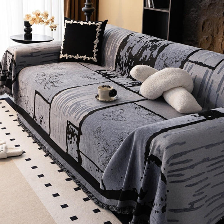 Decorative vintage chenille sofa protector, a stylish anti-scratch furniture cover for living rooms.
