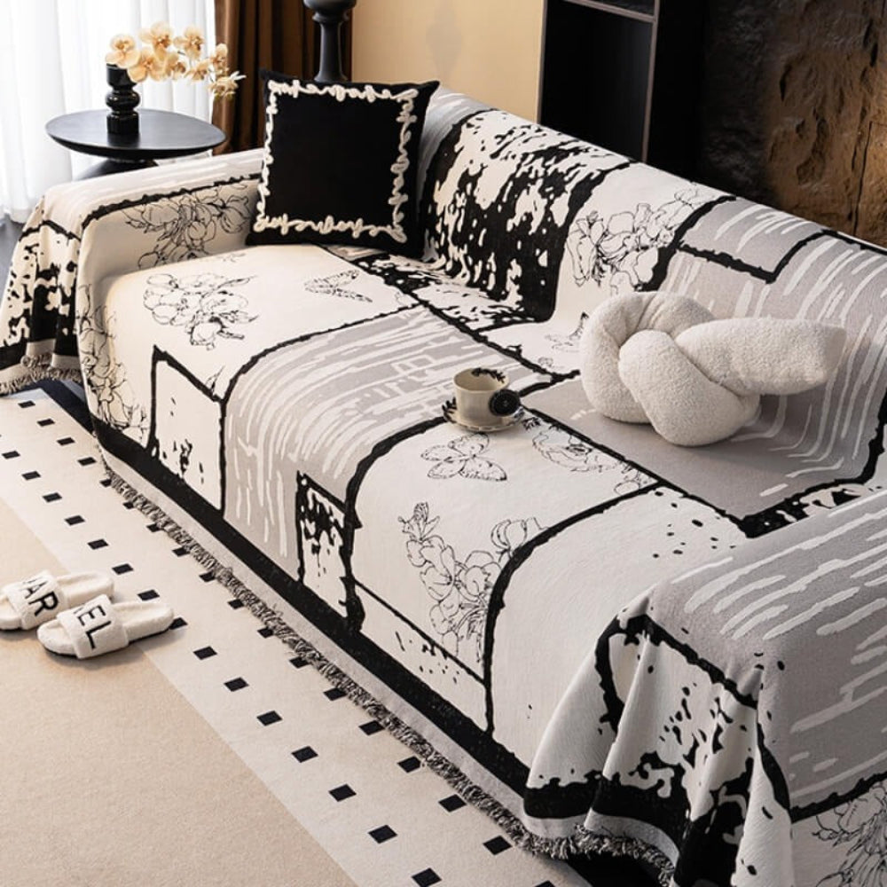 Easy-clean vintage chenille sofa throw, an anti-scratch protector & retro-style couch cover.