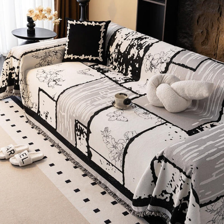 Easy-clean vintage chenille sofa throw, an anti-scratch protector & retro-style couch cover.