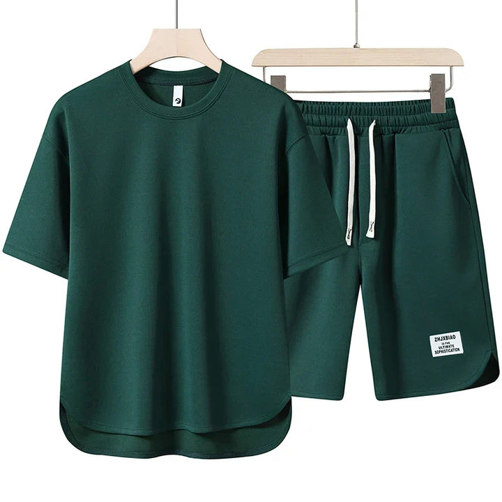 Casual unisex varsity two-piece set, ideal for summer loungewear or athletic activities.
