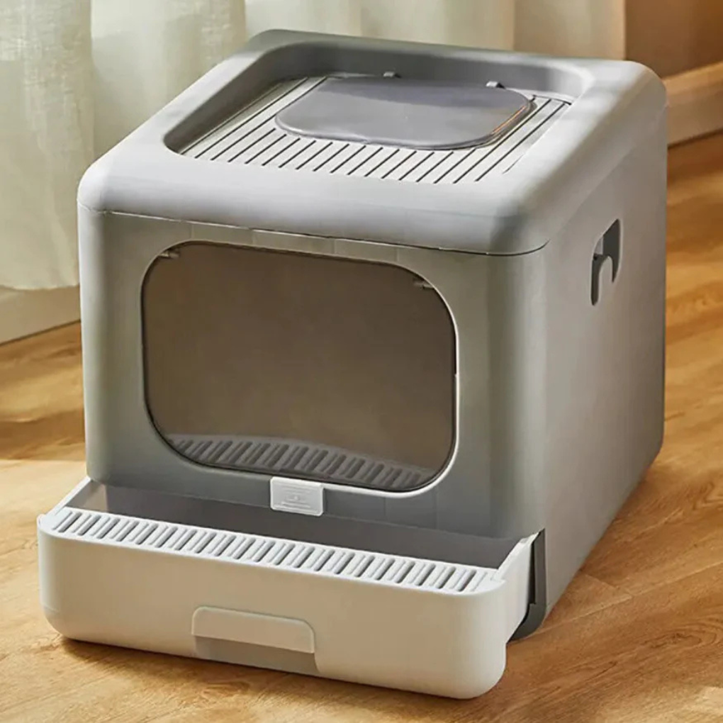 Dual-entry enclosed cat litter box by Noko Pets with pull-out tray for easy cleaning and odor control