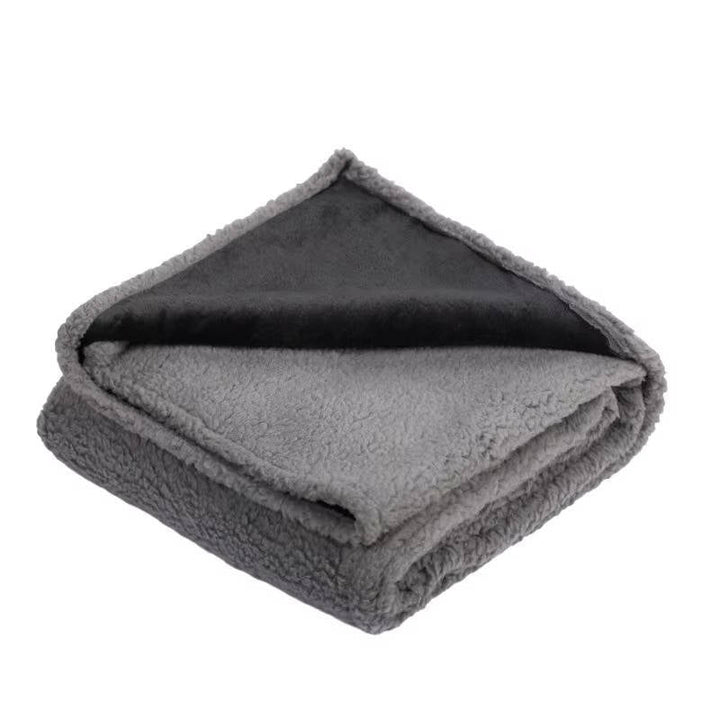 Waterproof pet blanket, gray sherpa fleece, perfect for dog bed, cat bed, or as a furniture protector