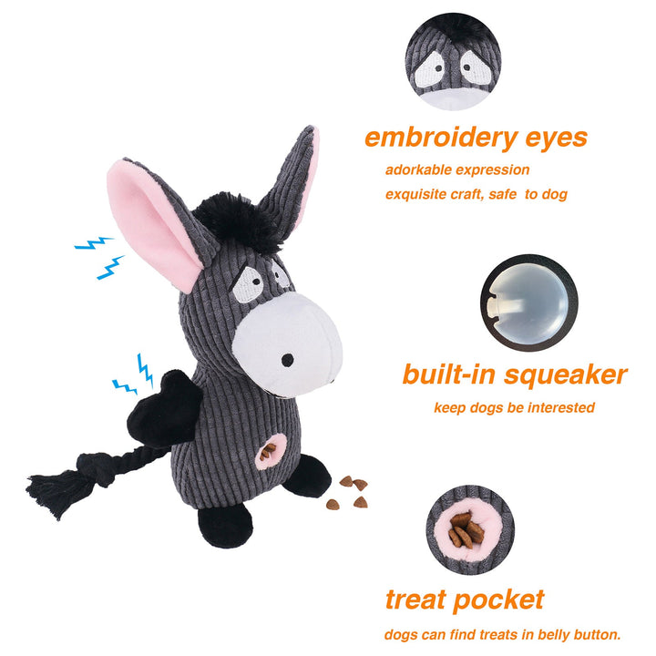 Heavy duty animal plush dog toy for aggressive chewers, pet supplies