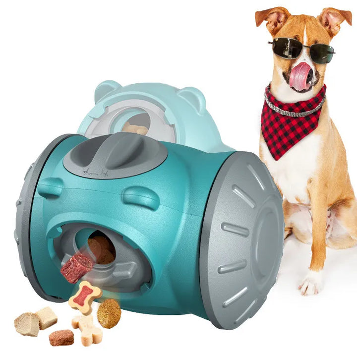 Durable interactive treat dispensing dog toy for mental stimulation, red color