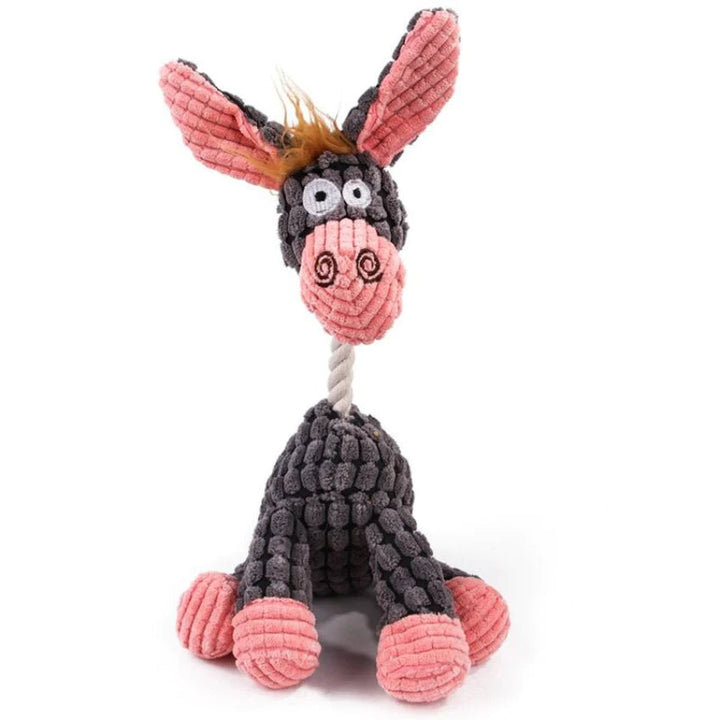 Pet supplies: tough plush squeaker dog toy, ideal for aggressive chewers, front view