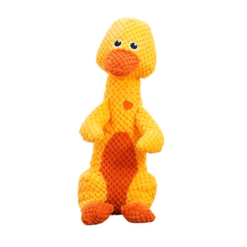 Washable aggressive chewer dog toy, soft yet tough plush exterior with squeaker