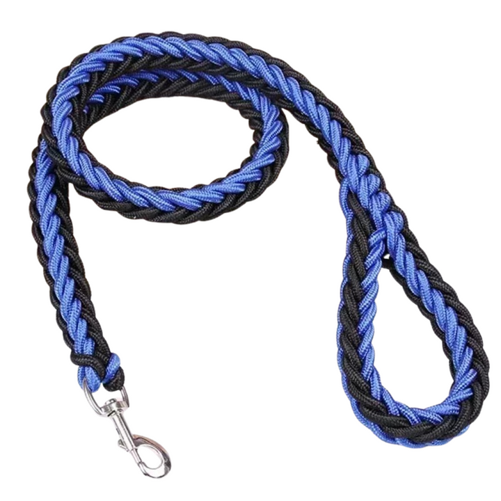 Purple durable nylon dog leash unworn, showcasing its strength for large dogs.