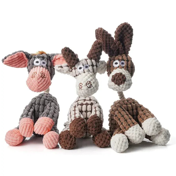 Durable squeaker plush dog toy for aggressive chewers, 'Immortal' tough pet enrichment