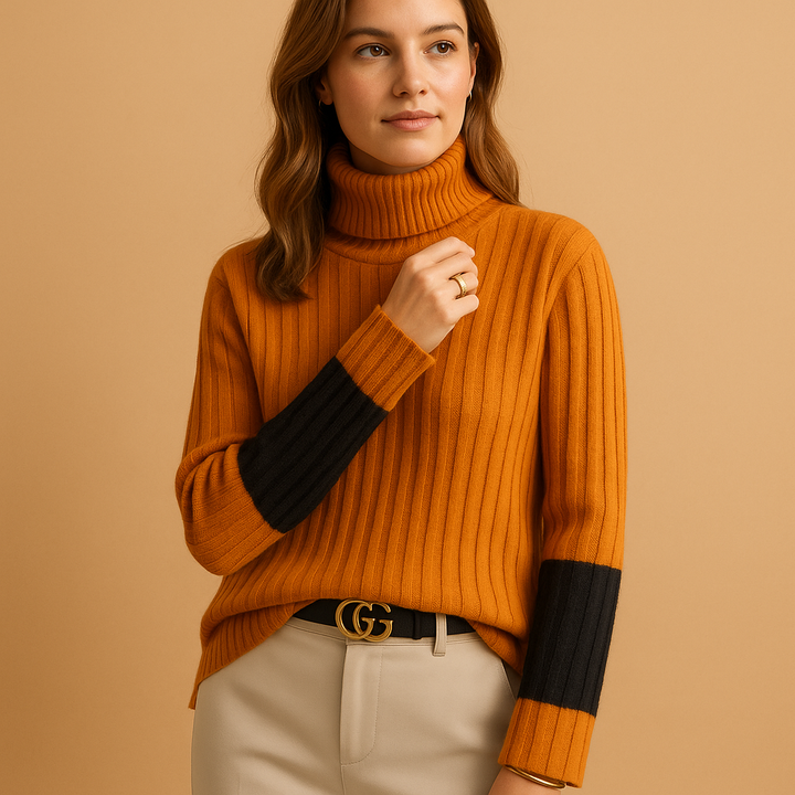 Stylish women's turtleneck sweater, slim-fit & long-sleeve. A versatile top for elegant or casual layered looks.