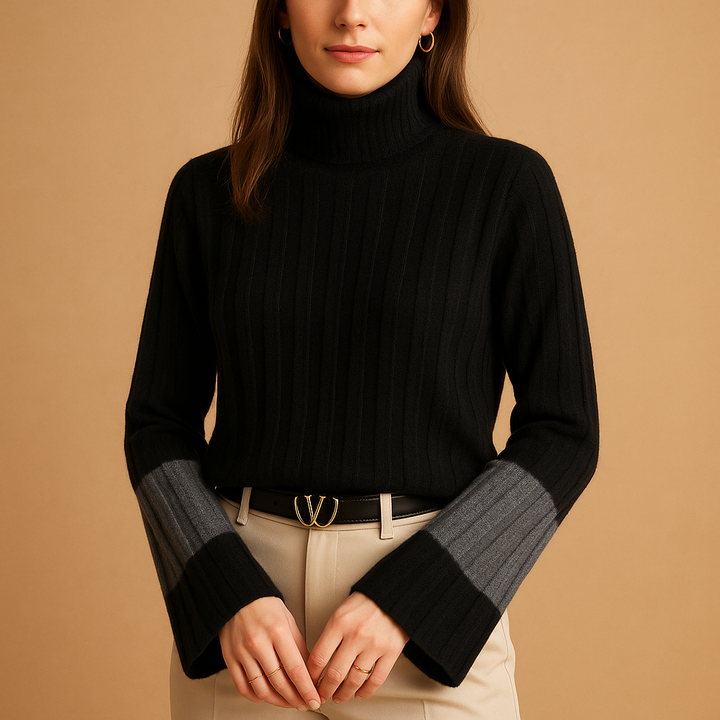 Versatile women's turtleneck sweater, ideal for office attire or chic casual wear. Slim fit, long sleeve.