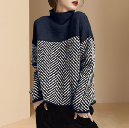 Stylish women's cozy turtleneck sweater, perfect for both casual comfort and elegant winter outfits.