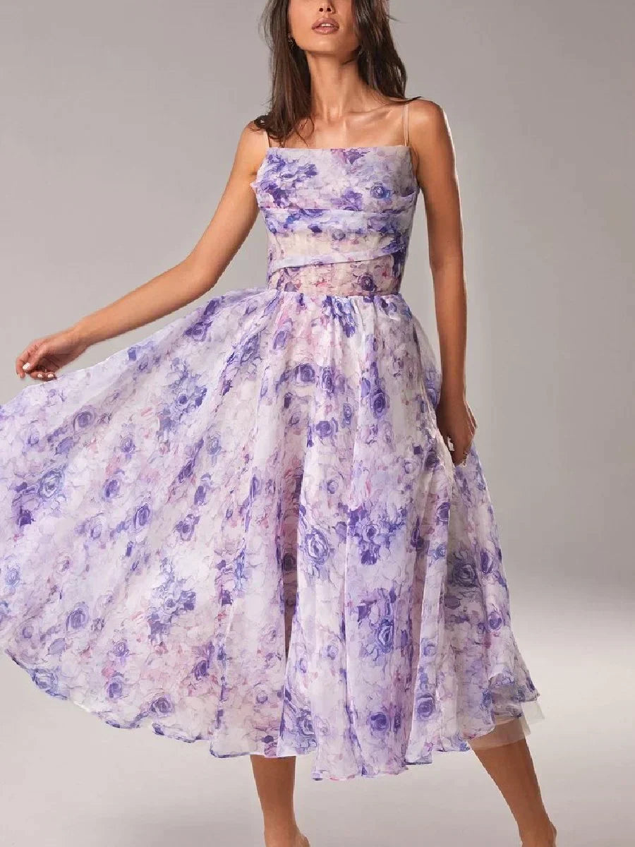 Elegant women's strapless floral cocktail dress. Perfect for parties, special occasions, or formal events.