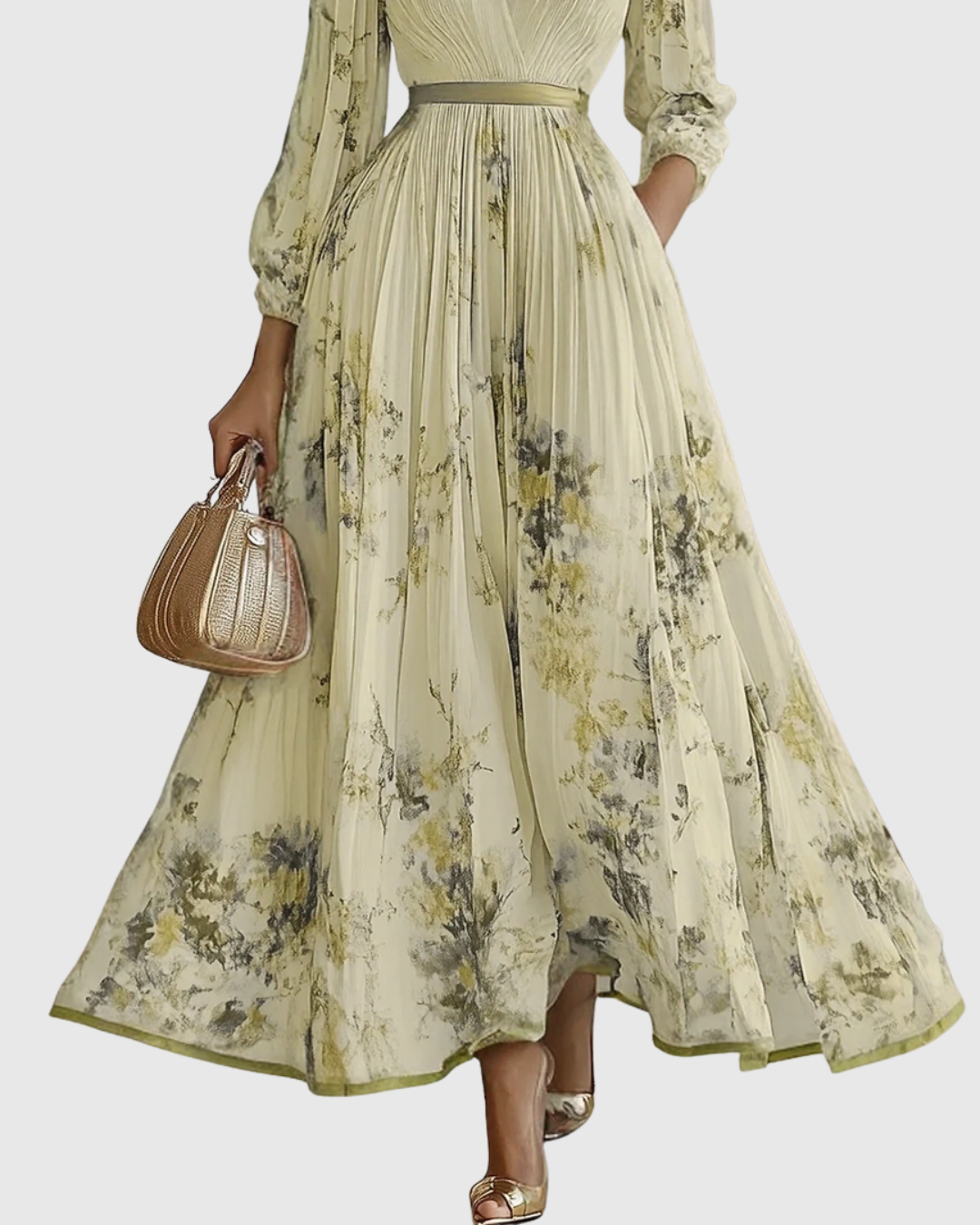 Summer-ready elegant V-neck A-line midi dress, a comfortable & stylish choice for women's formal or party events.