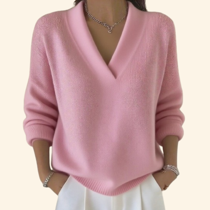 Relaxed fit women's V-neck blouse, versatile for both casual outings and professional office attire.