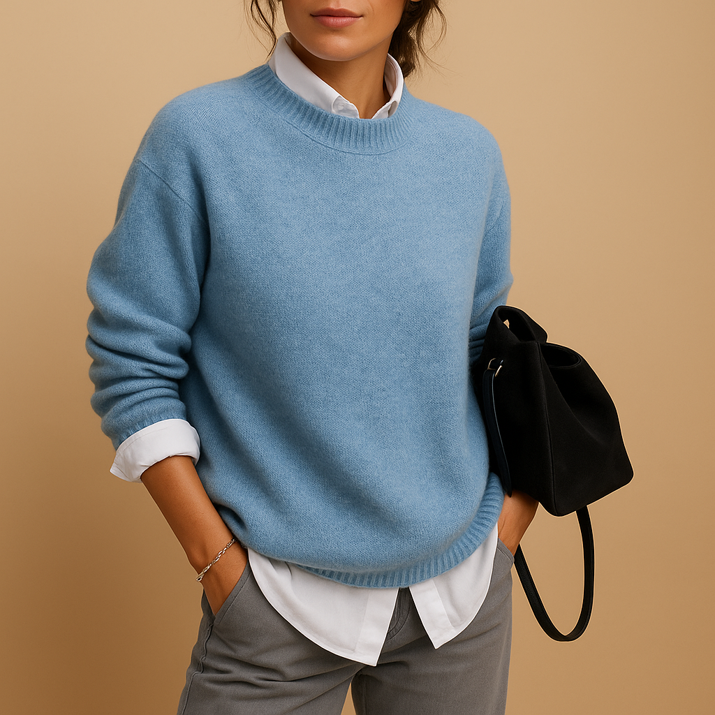 Chic women's elegant knitwear pullover sweater. Ideal for office or casual occasions, versatile long-sleeve.