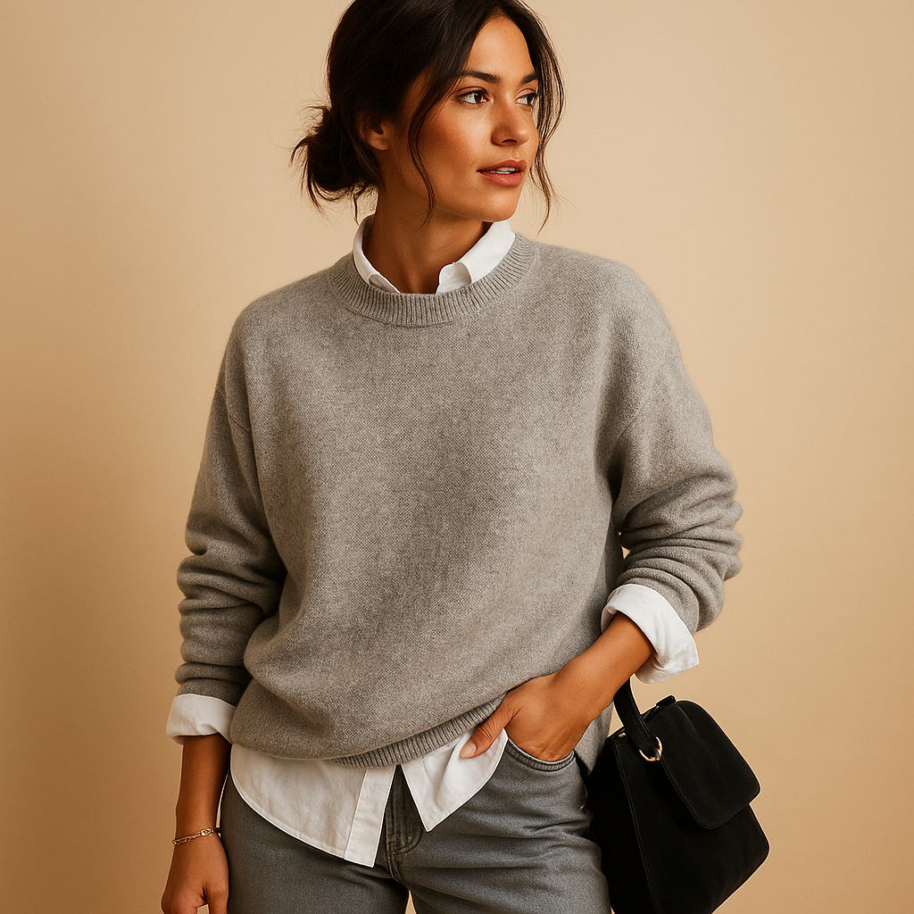 Women's versatile long-sleeve pullover sweater. Elegant knitwear for office wear & casual fashion.