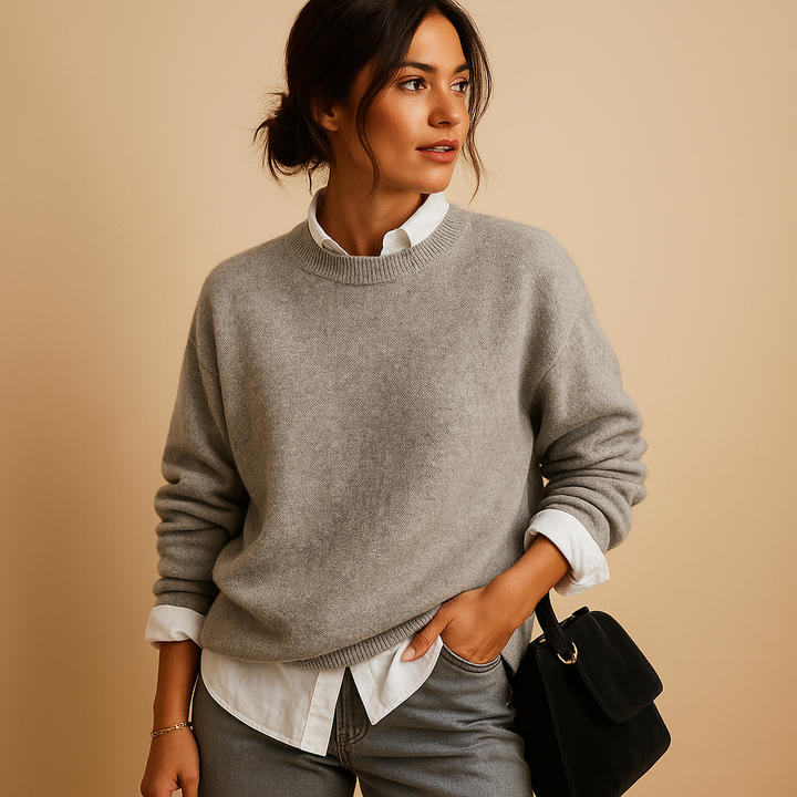 Women's versatile long-sleeve pullover sweater. Elegant knitwear for office wear & casual fashion.