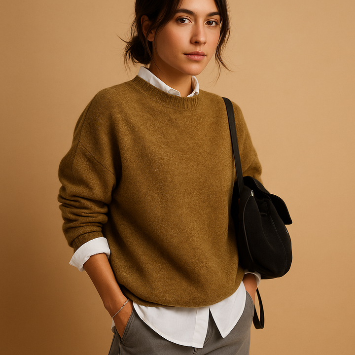 Classic style women's elegant pullover sweater. Comfortable long-sleeve knitwear, perfect for everyday chic.