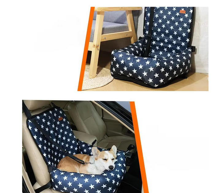 Comfortable pet safety booster seat for cars, a secure travel accessory for small dogs.