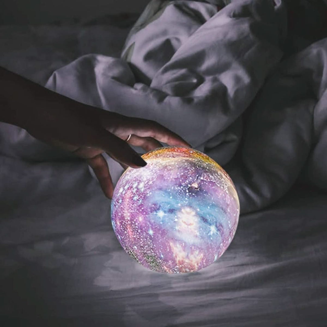 Beautiful 16-color 3D moon lamp, a perfect LED night light with wooden stand for modern home decor.