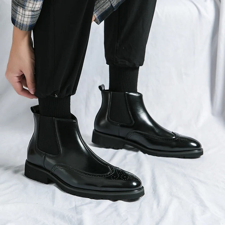 Timeless men's brogue chelsea boots, a perfect blend of classic style and modern comfort.