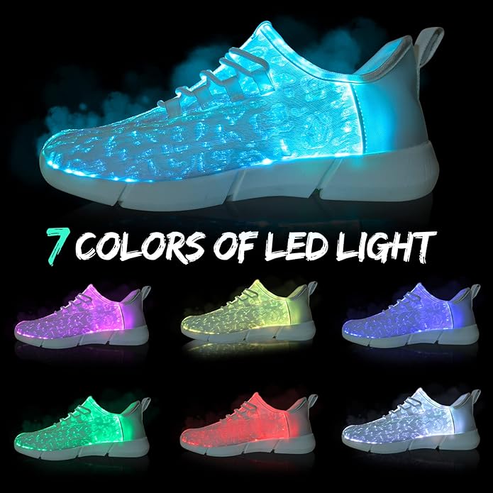 Vibrant rechargeable light-up sneakers for men & women, ideal for electrifying your festival outfits and nightlife looks.