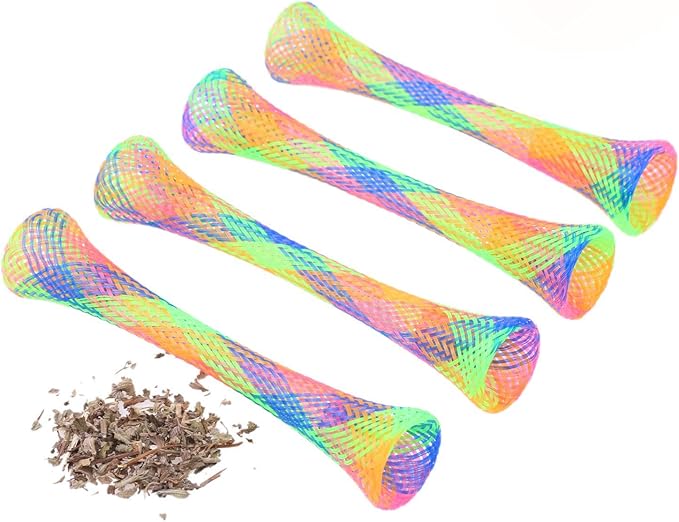 Collection of colorful flexible mesh cat toy sticks, ideal pet supplies for kitten play