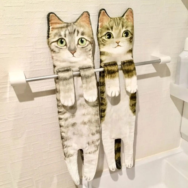 High-quality cat hand towel, quick drying and absorbent, a delightful accent for pet lovers.