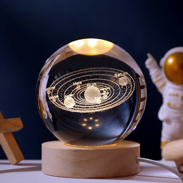 Soft glowing sphere night light, perfect celestial lamp for unique space decor & home lighting.