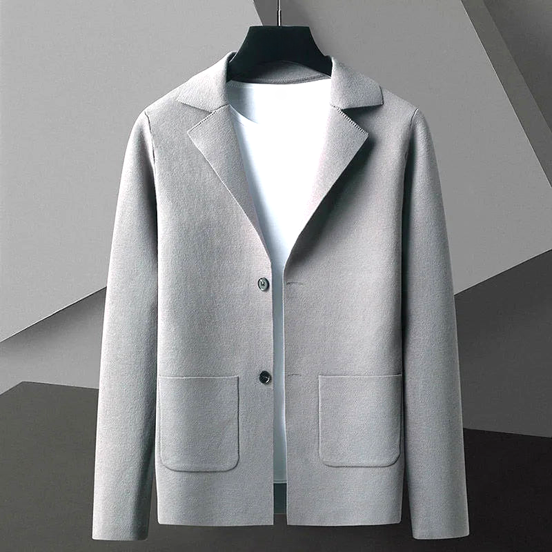 Classic men's elegant Milano cardigan in blue, a comfortable & versatile layering essential for any refined look.