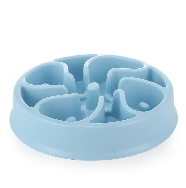 Modern grey slow feeder bowl, suitable for both dogs and cats, aids pet digestion.