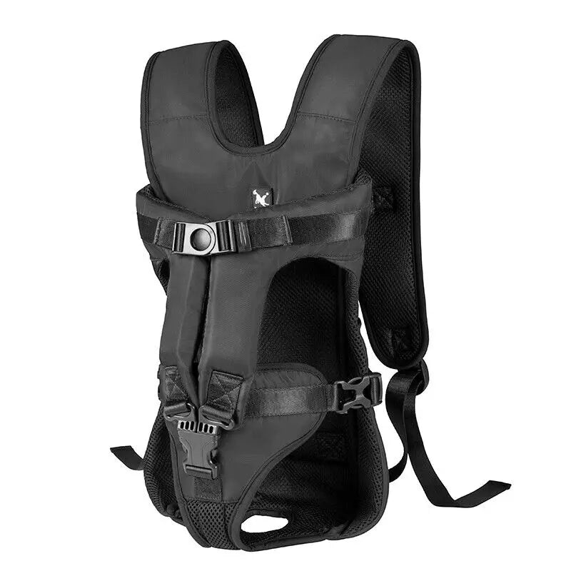 Hands-free pet carrier backpack for small dogs, breathable Oxford cloth for comfortable travel.