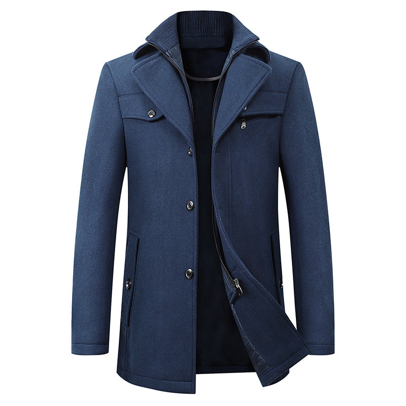 Modern men's classic tailored trench coat, an essential elegant outerwear for stylish fall fashion.
