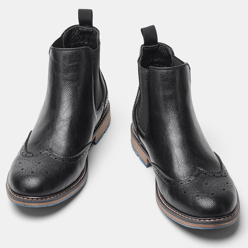 Premium men's formal boots, Chelsea design with ultimate comfort features and an eye-catching blue sole.