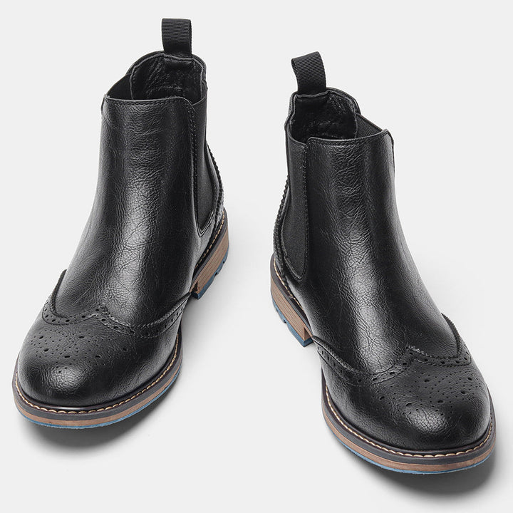 Premium men's formal boots, Chelsea design with ultimate comfort features and an eye-catching blue sole.