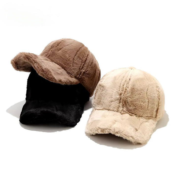 Women's plush faux fur cap, a cozy and fashionable winter accessory for warm headwear.