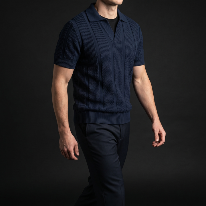 Lightweight men's breathable polo shirt, excellent for casual wear & warm weather comfort. Short sleeve design.