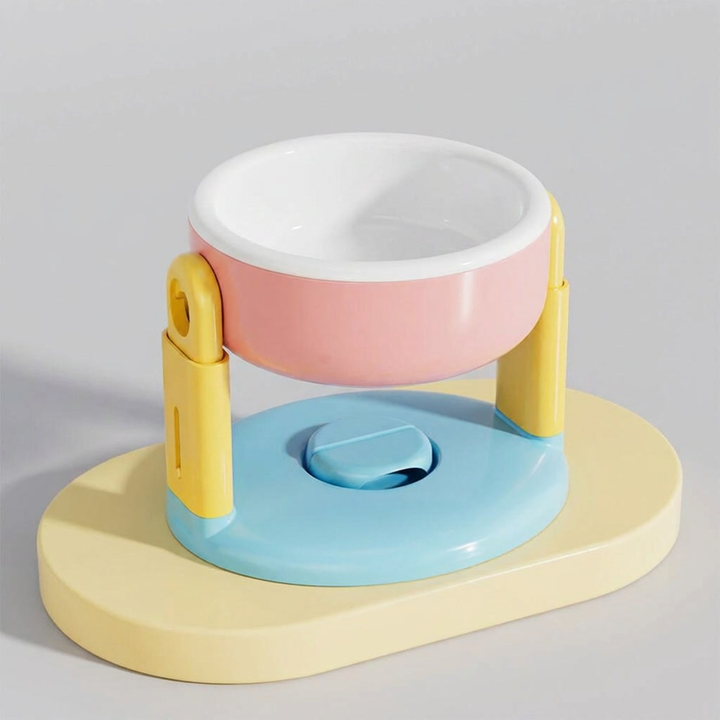 Ergonomic elevated dog & cat bowl in a modern design, offering neck protection & comfortable feeding for pets.
