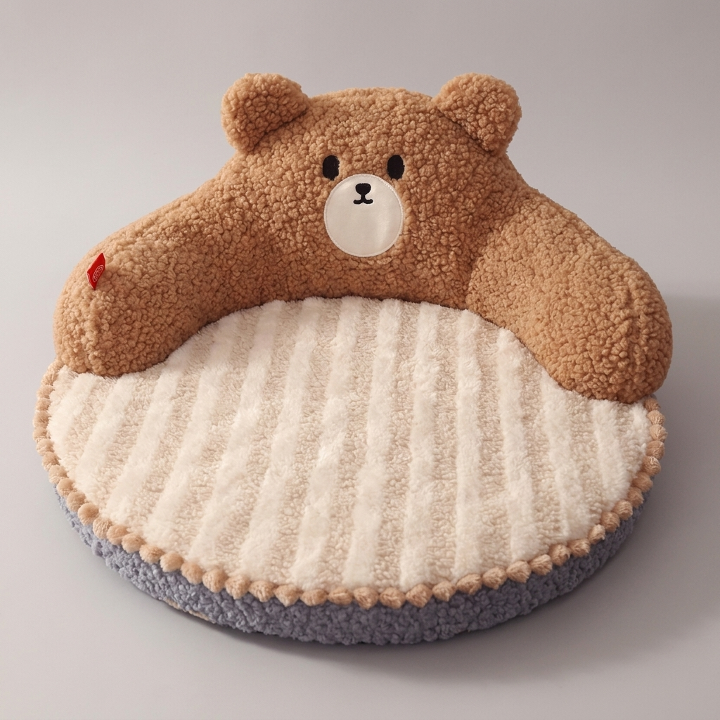 Plush & warm pet bed mat in a cute bear shape, perfect for cats, small to medium dogs. Cozy indoor accessory.