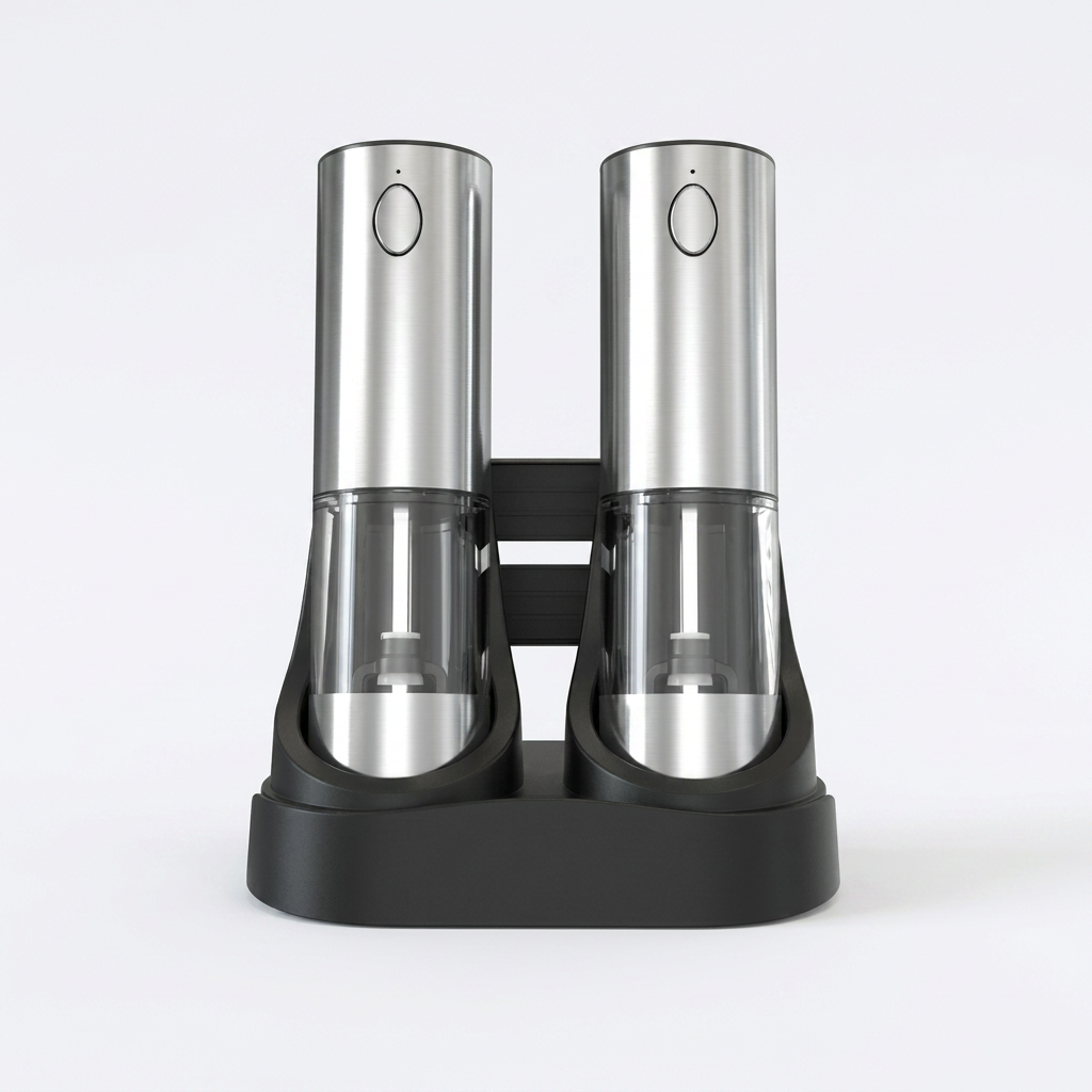 Premium electric salt and pepper mills, perfect cooking accessory with adjustable grind and stylish finish.