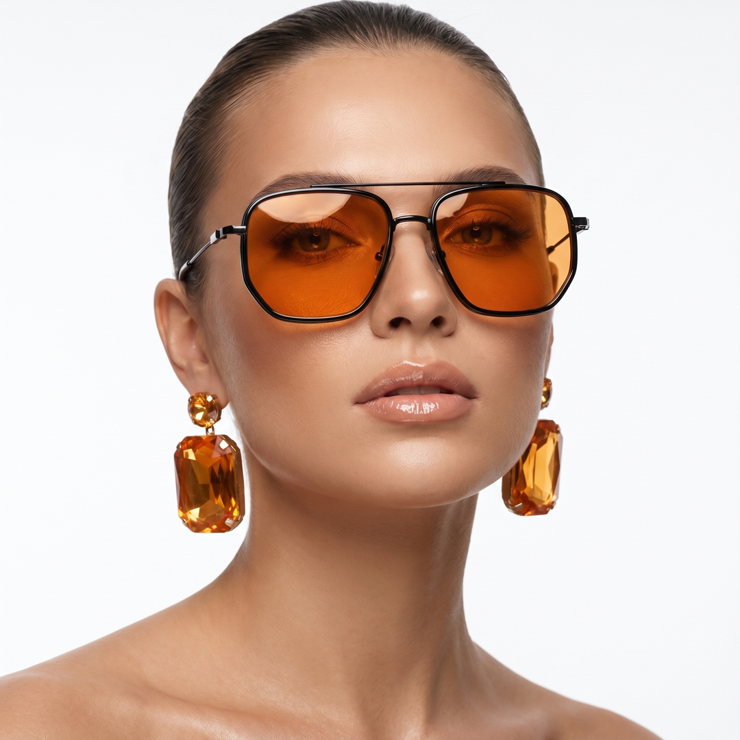 Stylish unisex square frame sunglasses, lightweight alloy, acrylic lenses. Versatile for everyday wear & eye protection.