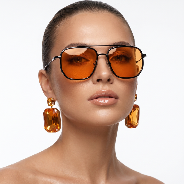 Stylish unisex square frame sunglasses, lightweight alloy, acrylic lenses. Versatile for everyday wear & eye protection.