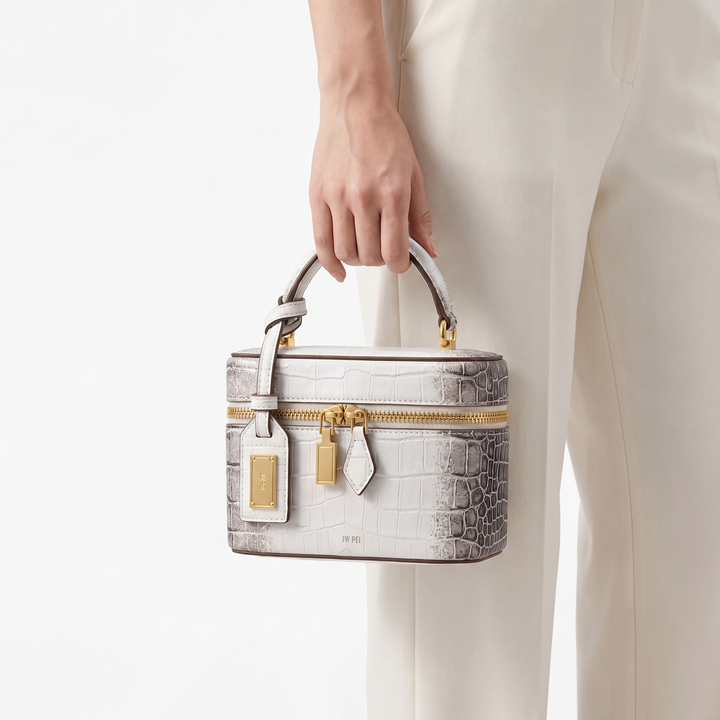 Green crocodile print box bag. Women's versatile faux leather shoulder & crossbody bag, elegant fashion accessory.