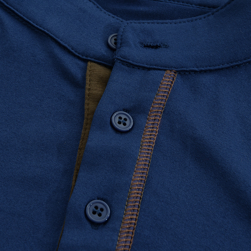 Versatile men's short sleeve henley t-shirt, perfect for everyday casual wear.