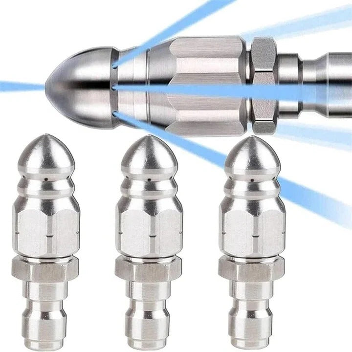 Clog remover sewer jetter nozzle for pressure washers, ideal for tough drain & pipe blockages.