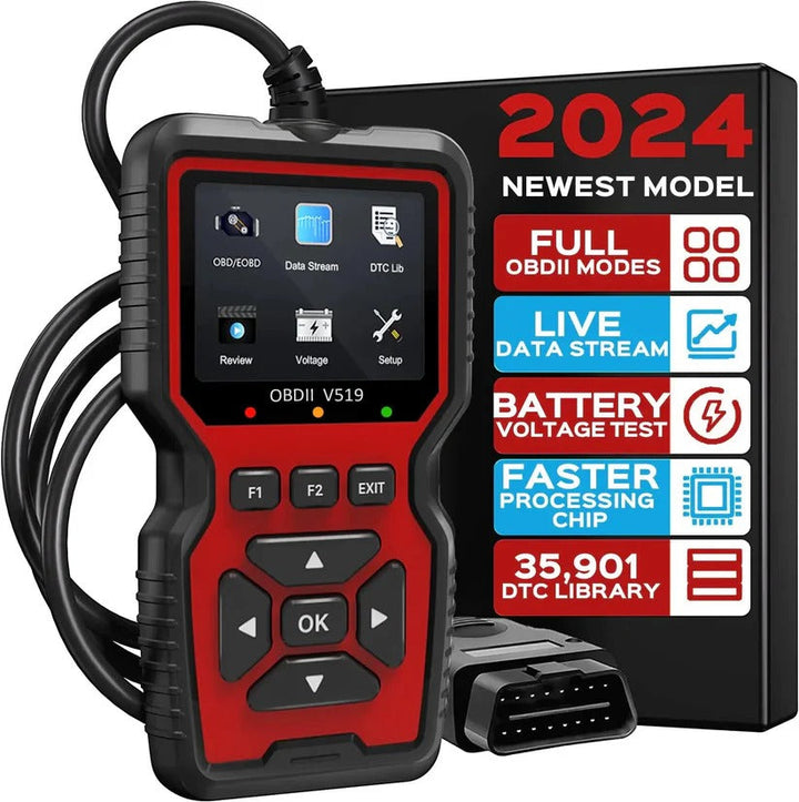 OBD2 diagnostic scanner displaying live engine data & freeze frame. Troubleshoot check engine light.
